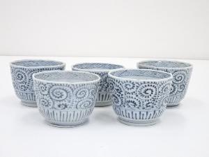 明治期　伊万里焼　染付蛸唐草向付5客